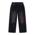 Wide,balloon,red,black,crom,streetwear,worldwide,star,jean